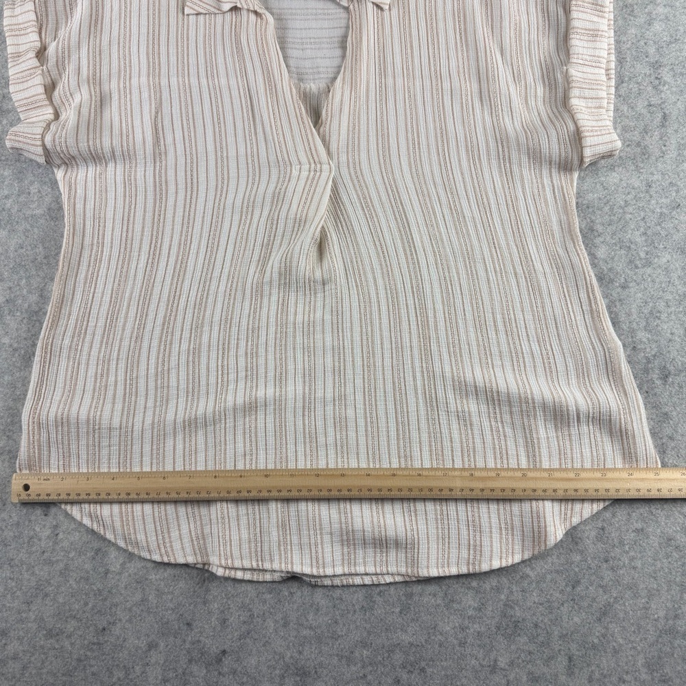 Women’s Beige Perch by Blu Pepper Striped Collared Pintuck Detail Top Size 1X - Picture 6 of 14